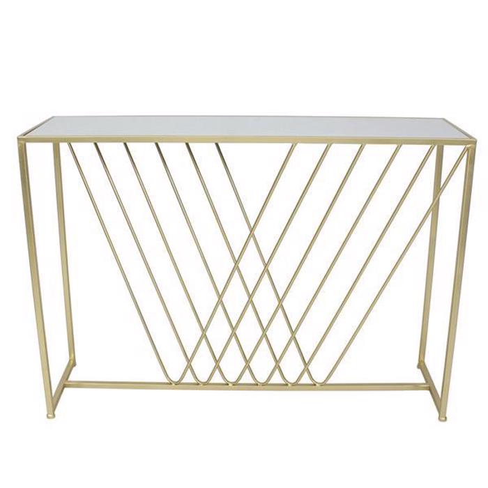 ESTHETI home Konsola Metalliki Xrusi me Epifaneia Kathrepti 107.5x31x78cm 750-27018