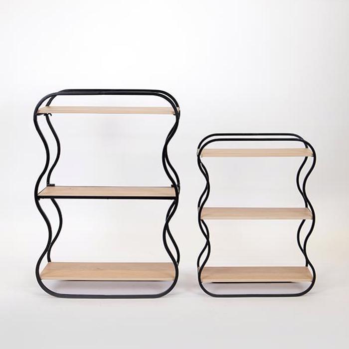 ESTHETI home Set ton 2 Rafiera Metalliki Mavri me 2 Rafia 47x17.5x68.5cm/39x14x53cm 750-31514
