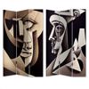 ESTHETI home Paraban me Sxedio Prosopo - Afirimeni Texni (Kambas) Bez/Mavro/Krem 120x2.5x180cm 750-34021