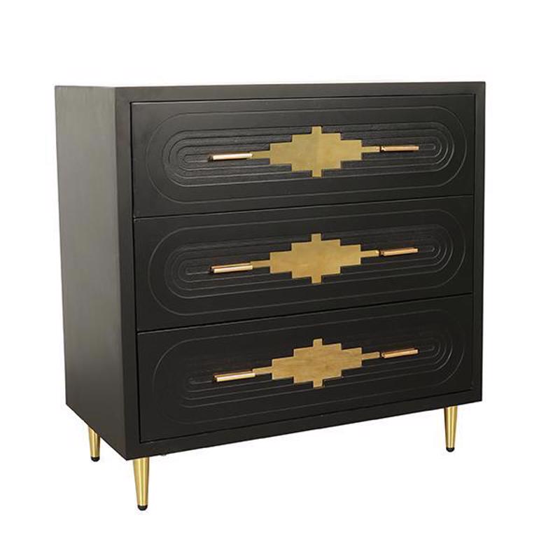 ESTHETI home Συρταριέρα Ξύλινη Μαύρη με 3 Συρτάρια και 