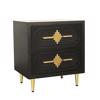 ESTHETI home Komodino Xulino Mavro me 2 Surtaria kai Podia Metallika 50x40x56cm 750-35513