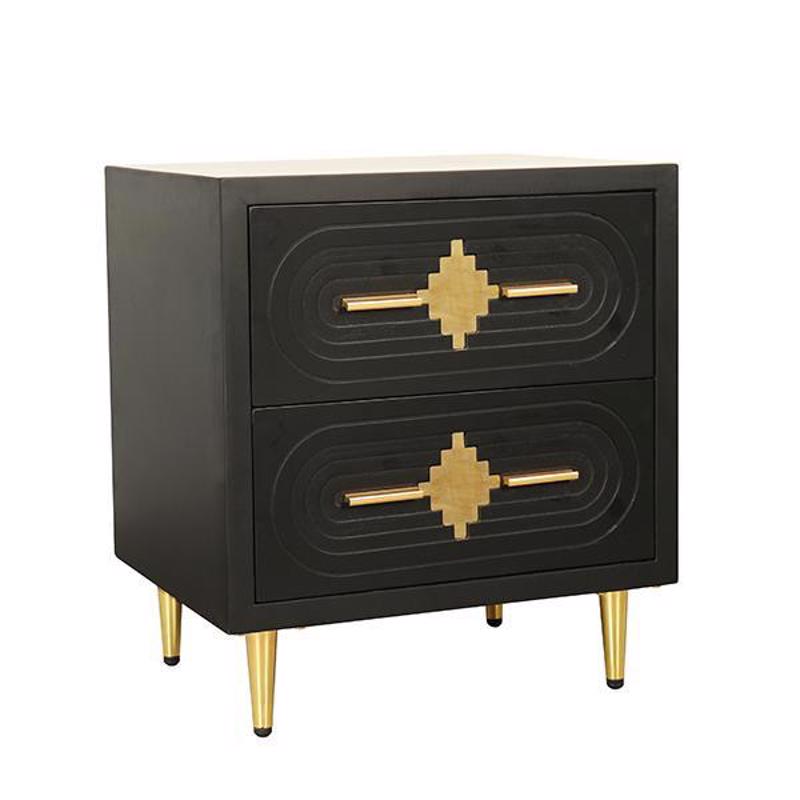 Έπιπλα Κρεβατοκάμαρας Agiovlasitishome - ΣΗΜΑΝΤΙΚΟ: Σε περίπτωση διαφοράς τιμής από το κατάστημα ισχύει παντα και μόνο η τιμή του καταστήματος ESTHETI home Κομοδίνο Ξύλινο Μαύρο με 2 Συρτάρια και Πό