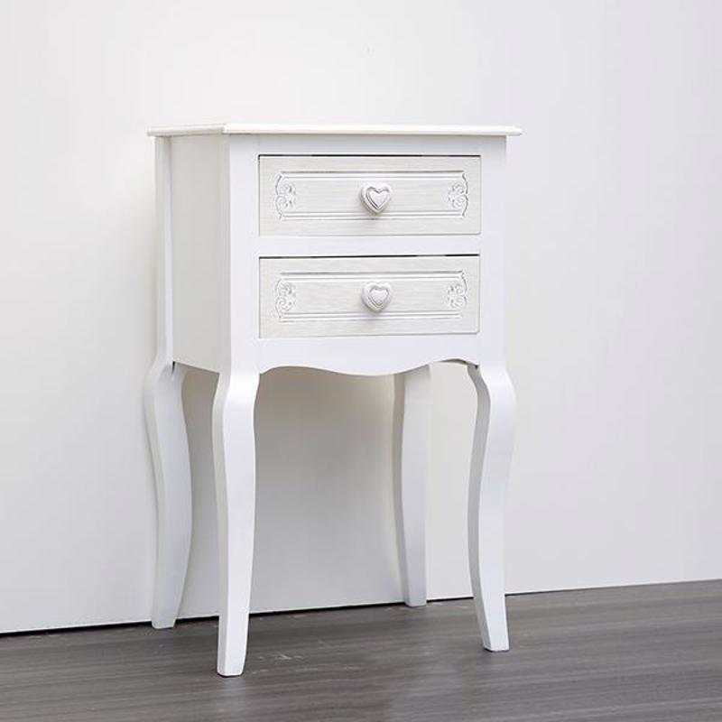 ESTHETI home Κομοδίνο Ξύλινο Λευκό με 2 Συρτάρια με Σχέ