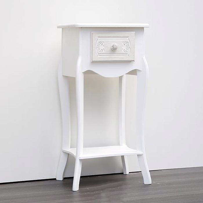 ESTHETI home Komodino Xulino Lefko me 1 Surtari me Sxedio 34x28x71cm 750-35518