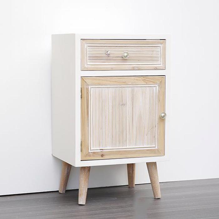 ESTHETI home Komodino Xulino Lefko/Kafe me 1 Surtari kai 1 Portaki 40x31.5x66.5cm 750-35519