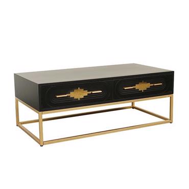 ESTHETI home Τραπεζάκι Σαλονιού Ξύλινο Μαύρο με Μεταλλικά Πόδια Χρυσά 120x60x45cm 750-38512