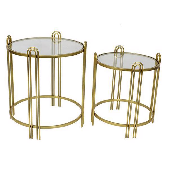 ESTHETI home Set ton 2 Trapezakia Boithitika Metallika Xrusa me Gyalines Epifaneies F48x56.5cm/F40.5x48cm 750-39512