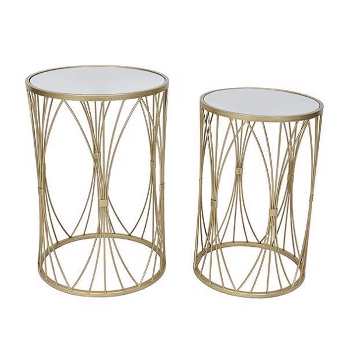 ESTHETI home Set ton 2 Trapezakia Boithitika Metallika Xrusa me Gyalines Epifaneies F38x56/F33x51cm 750-39514