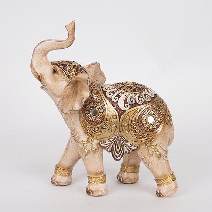 ESTHETI home Epitrapezio Diakosmitiko Elefantas Kafe Anoixto/Xruso 22x10x25cm 752-11559