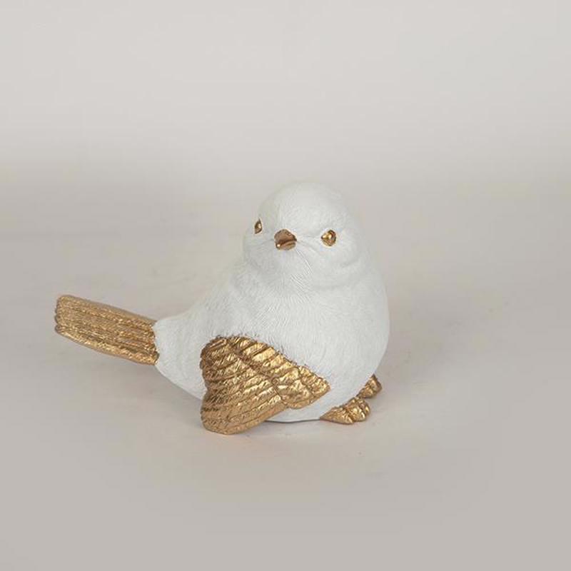 ESTHETI home Διακοσμητικό Resin Πουλί Λευκό/Χρυσό 8x14.