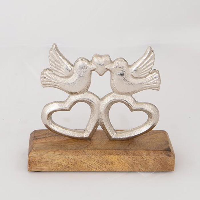 ESTHETI home Epitrapezio Diakosmitiko ''Poulia pano se Kardies'' Xulino/Metalliko Fusiko/Asimi 20x5x18cm 752-11603