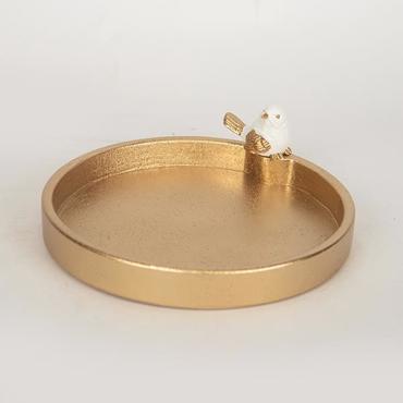 ESTHETI home Διακοσμητική Πιατέλα με Πουλί Resin Λευκή/Χρυσή 22.4x21.3x6.7cm 752-15017