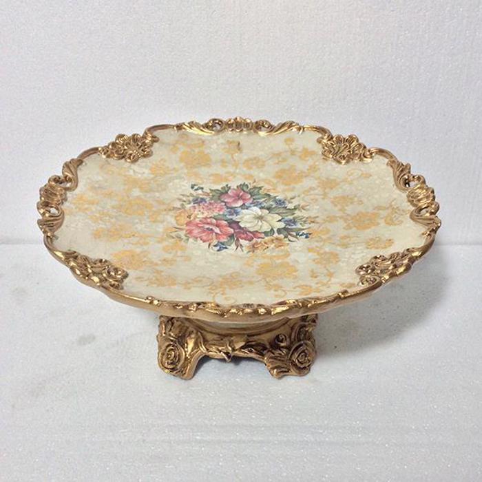 ESTHETI home Piatela me Basi apo Porselani kai Resin Bez/Xrusi F33.5x15cm 752-15021