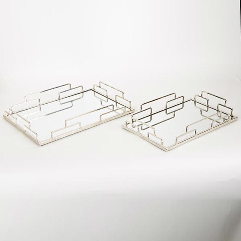 ESTHETI home - ΣΗΜΑΝΤΙΚΟ: Σε περίπτωση διαφοράς τιμής από το κατάστημα ισχύει παντα και μόνο η τιμή του καταστήματος ESTHETI home Σετ των 2 Δίσκος Μεταλλικός Ασημί με Καθρέ