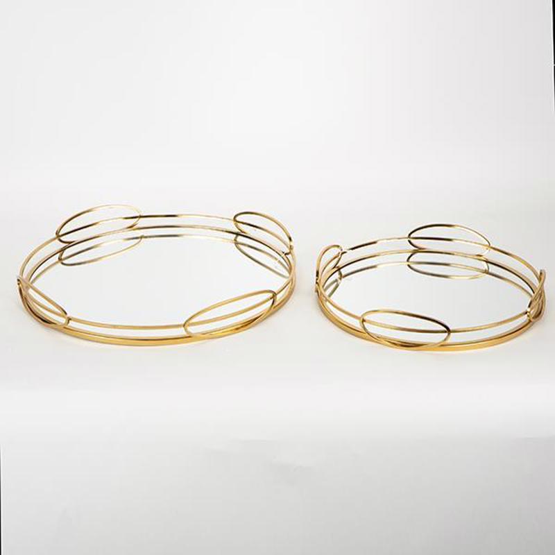 Διακοσμητικά Επιτραπέζια agiovlasitishome - ΣΗΜΑΝΤΙΚΟ: Σε περίπτωση διαφοράς τιμής από το κατάστημα ισχύει παντα και μόνο η τιμή του καταστήματος ESTHETI home Σετ των 2 Δίσκος Μεταλλικός Χρυσός με Καθρ