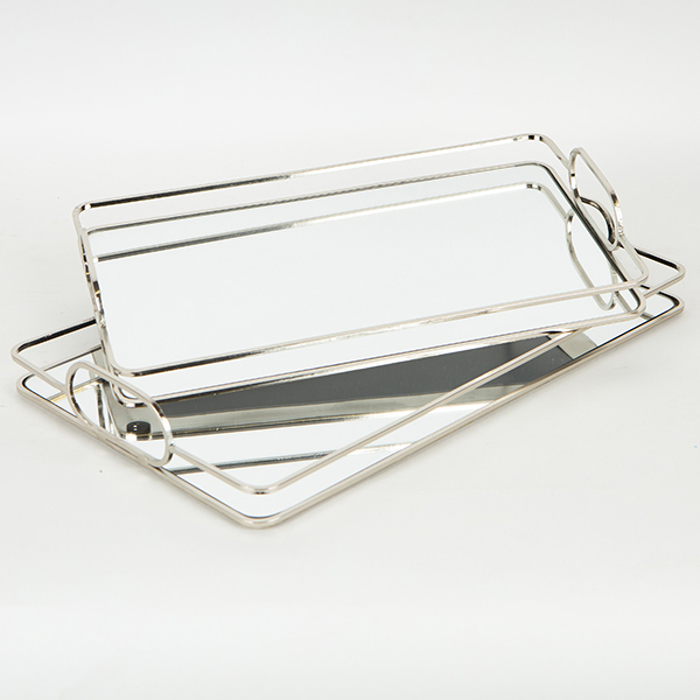 ESTHETI home Set ton 2 Diskos Metallikos Asimi me Kathrepti 42x25.5x5.5cm/36x22x5.5cm 752-16020