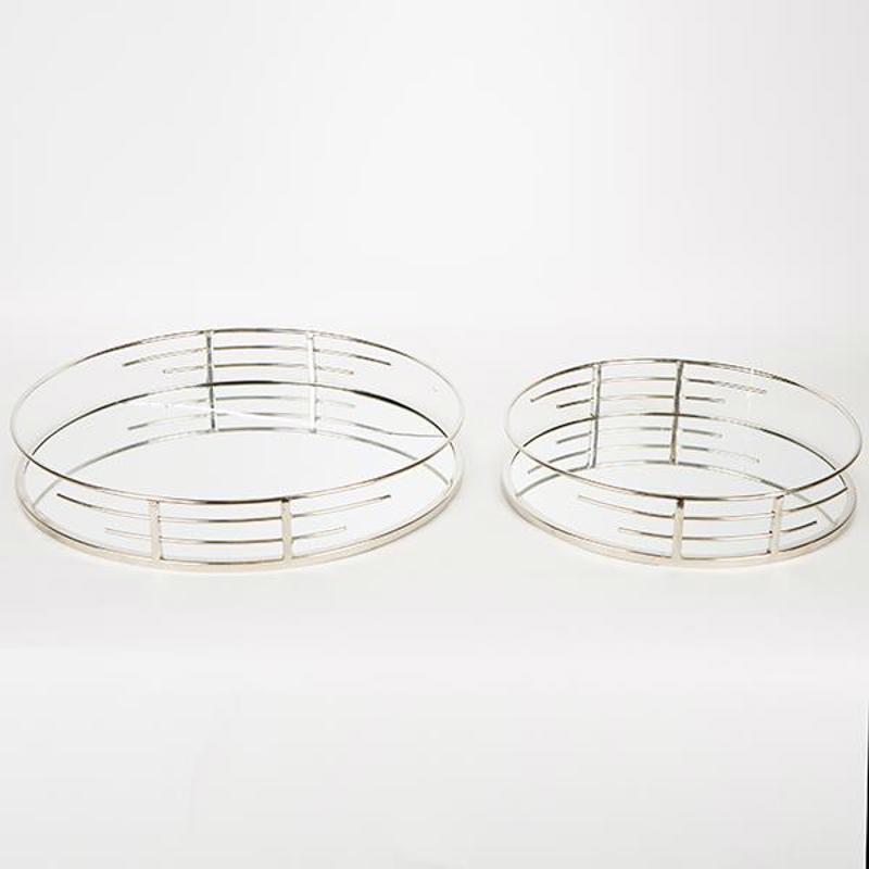 Διακοσμητικά Επιτραπέζια agiovlasitishome - ΣΗΜΑΝΤΙΚΟ: Σε περίπτωση διαφοράς τιμής από το κατάστημα ισχύει παντα και μόνο η τιμή του καταστήματος ESTHETI home Σετ των 2 Δίσκος Μεταλλικός Ασημί με Καθρέ