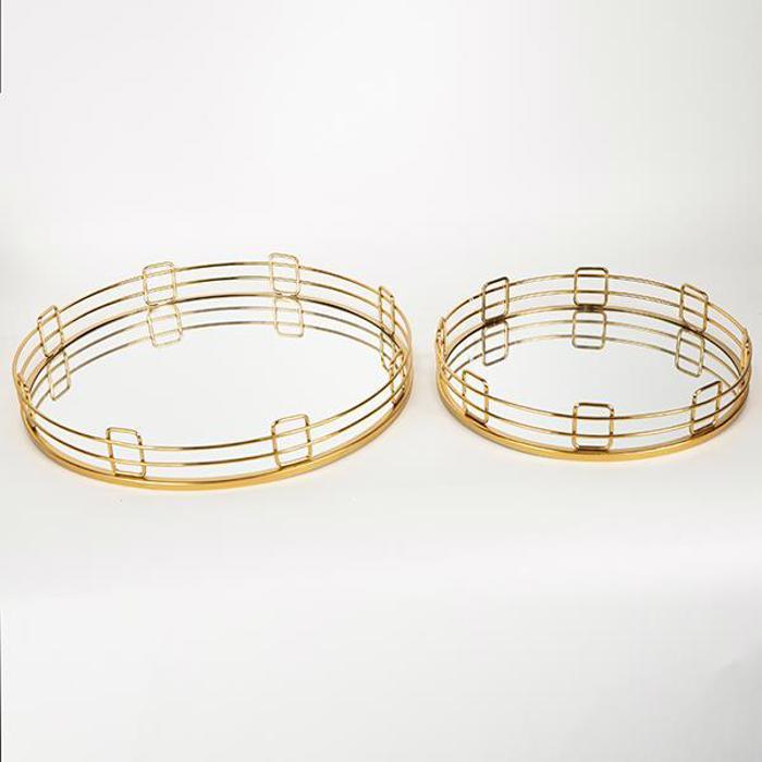 ESTHETI home Set ton 2 Diskos Xrusos Metallikos me Kathrepti F39x5.5cm/F30.5x5.5cm 752-16030