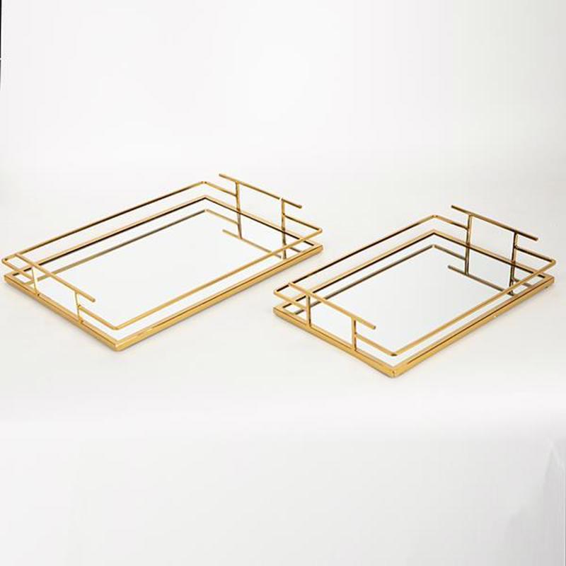 Διακοσμητικά Επιτραπέζια agiovlasitishome - ΣΗΜΑΝΤΙΚΟ: Σε περίπτωση διαφοράς τιμής από το κατάστημα ισχύει παντα και μόνο η τιμή του καταστήματος ESTHETI home Σετ των 2 Δίσκος Χρυσός Μεταλλικός με Καθρ