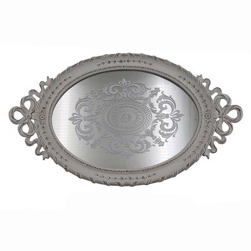 Διακοσμητικά Επιτραπέζια agiovlasitishome - ΣΗΜΑΝΤΙΚΟ: Σε περίπτωση διαφοράς τιμής από το κατάστημα ισχύει παντα και μόνο η τιμή του καταστήματος ESTHETI home Δίσκος με Καθρέπτη Resin Αντικέ Λευκός 39.