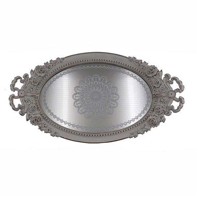 ESTHETI home Δίσκος με Καθρέπτη Resin Ασημί 44.2x4.2x24