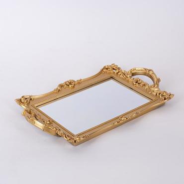 ESTHETI home Δίσκος Πλαστικός Χρυσός με Καθρέπτη 33.5x19.5cm 752-16108