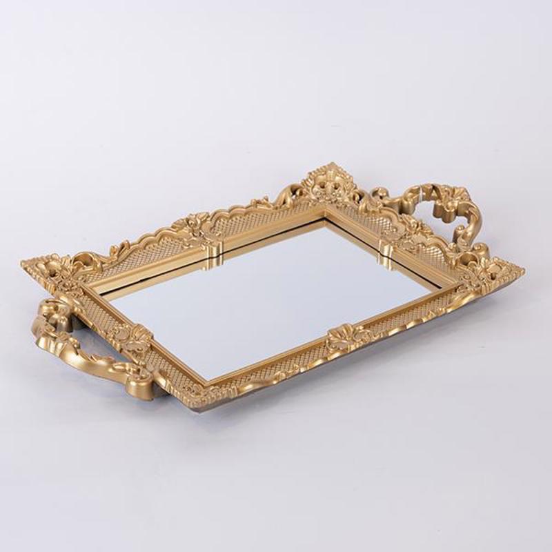 ESTHETI home Δίσκος Πλαστικός Χρυσός με Καθρέπτη 38x22cm 752-16110