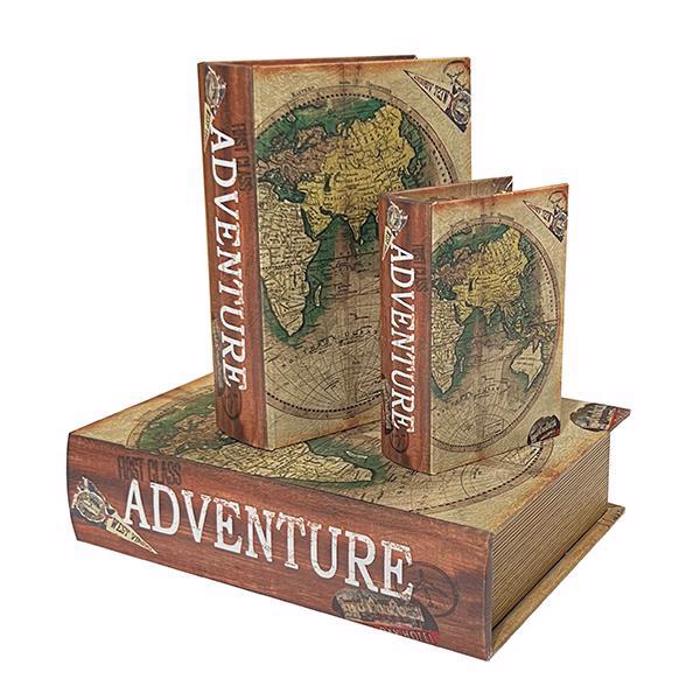 ESTHETI home Set ton 3 Diakosmitika Koutia ''Biblia'' Xulina Kafe 30x22x7.5cm 752-17042