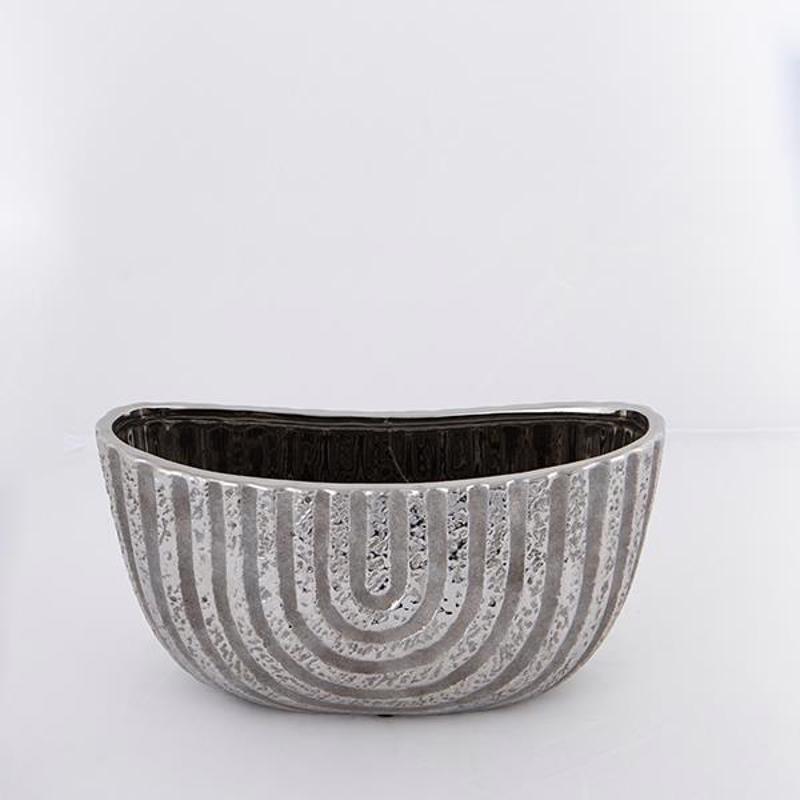 Γλάστρες - Ζαρντινιέρες agiovlasitishome - ΣΗΜΑΝΤΙΚΟ: Σε περίπτωση διαφοράς τιμής από το κατάστημα ισχύει παντα και μόνο η τιμή του καταστήματος ESTHETI home Κασπώ Κεραμικό Ασημί/Καφέ 28x12x14.5cm 752