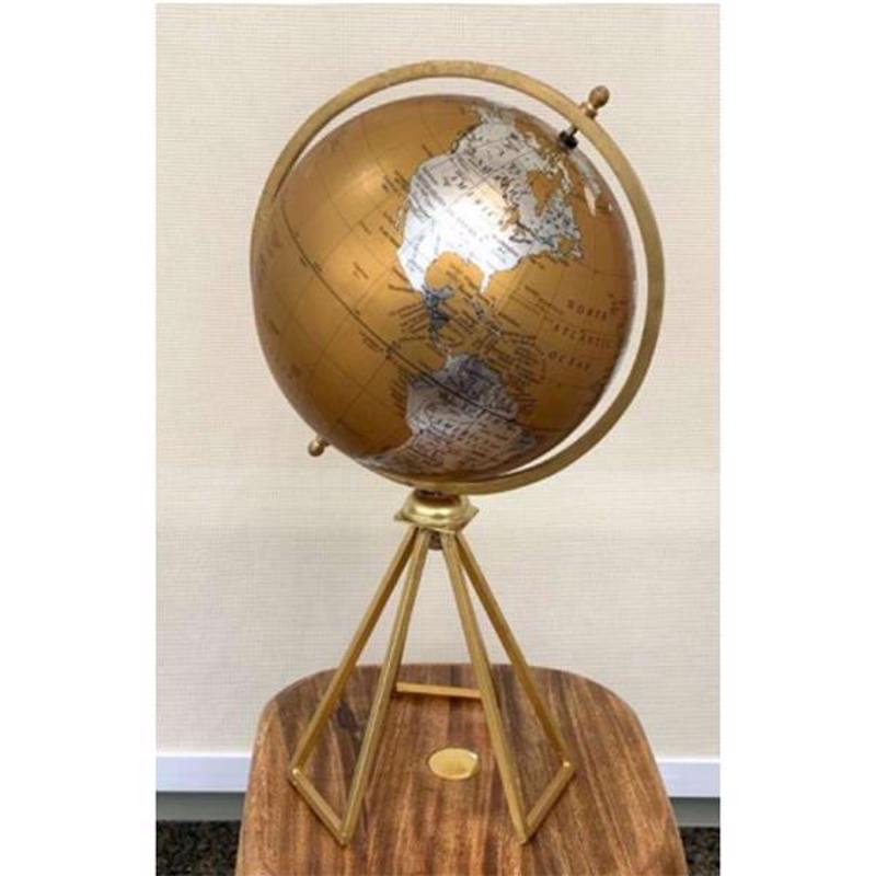 Διακοσμητικά Επιτραπέζια agiovlasitishome - ΣΗΜΑΝΤΙΚΟ: Σε περίπτωση διαφοράς τιμής από το κατάστημα ισχύει παντα και μόνο η τιμή του καταστήματος ESTHETI home Υδρόγειος Μεταλλική Χρυσή/Καφέ 22x22x50cm