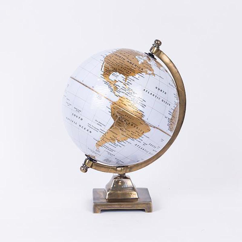 Διακοσμητικά Επιτραπέζια agiovlasitishome - ΣΗΜΑΝΤΙΚΟ: Σε περίπτωση διαφοράς τιμής από το κατάστημα ισχύει παντα και μόνο η τιμή του καταστήματος ESTHETI home Υδρόγειος Μεταλλική Χρυσή/Λευκή 22x22x32cm