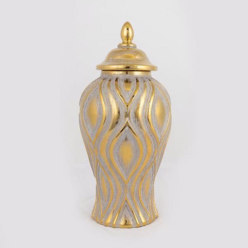 Διακοσμητικά Επιτραπέζια agiovlasitishome - ΣΗΜΑΝΤΙΚΟ: Σε περίπτωση διαφοράς τιμής από το κατάστημα ισχύει παντα και μόνο η τιμή του καταστήματος ESTHETI home Βάζο Κεραμικό Ασημί/Χρυσό Φ17.3x36.8cm 752