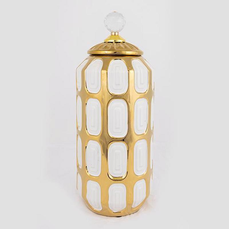 ESTHETI home - ΣΗΜΑΝΤΙΚΟ: Σε περίπτωση διαφοράς τιμής από το κατάστημα ισχύει παντα και μόνο η τιμή του καταστήματος ESTHETI home Βάζο Κεραμικό/Μεταλλικό Χρυσό/Λευκό Φ15x32