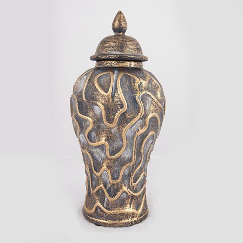 Διακοσμητικά Επιτραπέζια agiovlasitishome - ΣΗΜΑΝΤΙΚΟ: Σε περίπτωση διαφοράς τιμής από το κατάστημα ισχύει παντα και μόνο η τιμή του καταστήματος ESTHETI home Βάζο Κεραμικό Χρυσό/Γκρι Φ17.5x38.5cm 752-