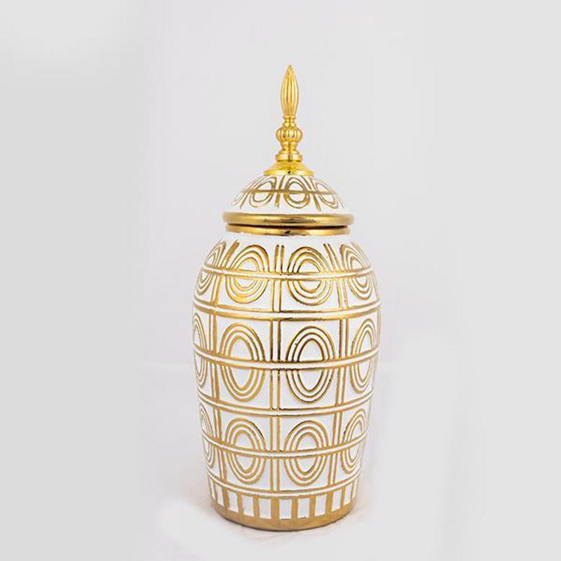 Διακοσμητικά Επιτραπέζια agiovlasitishome - ΣΗΜΑΝΤΙΚΟ: Σε περίπτωση διαφοράς τιμής από το κατάστημα ισχύει παντα και μόνο η τιμή του καταστήματος ESTHETI home Βάζο Κεραμικό/Μεταλλικό Λευκό/Χρυσό Φ15x35