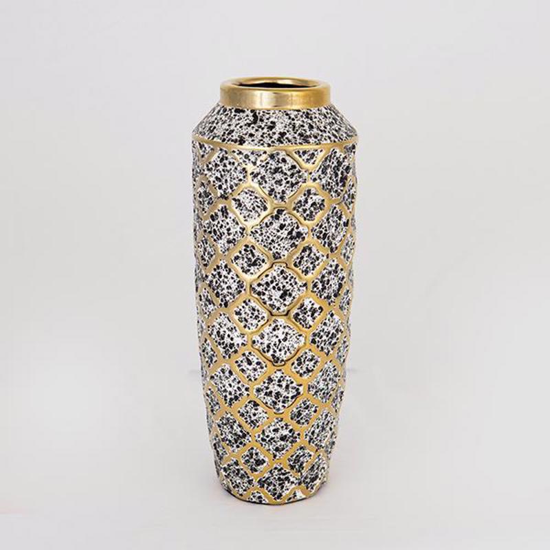 Διακοσμητικά Επιτραπέζια agiovlasitishome - ΣΗΜΑΝΤΙΚΟ: Σε περίπτωση διαφοράς τιμής από το κατάστημα ισχύει παντα και μόνο η τιμή του καταστήματος ESTHETI home Βάζο Κεραμικό Λευκό/Μαύρο/Χρυσό Φ12.5x31cm