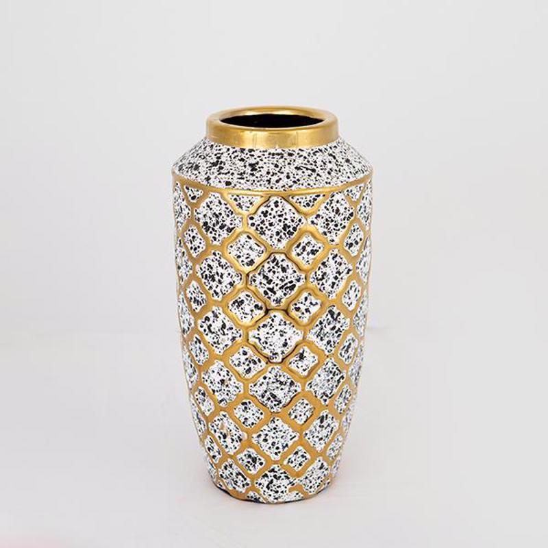 Διακοσμητικά Επιτραπέζια agiovlasitishome - ΣΗΜΑΝΤΙΚΟ: Σε περίπτωση διαφοράς τιμής από το κατάστημα ισχύει παντα και μόνο η τιμή του καταστήματος ESTHETI home Βάζο Κεραμικό Λευκό/Μαύρο/Χρυσό Φ13x25cm 7