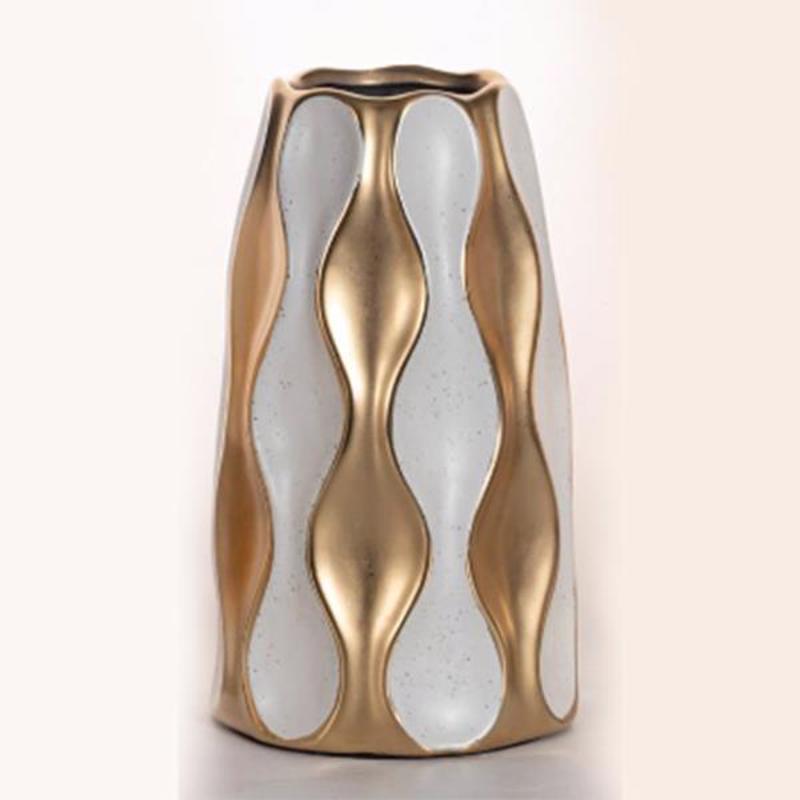 Διακοσμητικά Επιτραπέζια agiovlasitishome - ΣΗΜΑΝΤΙΚΟ: Σε περίπτωση διαφοράς τιμής από το κατάστημα ισχύει παντα και μόνο η τιμή του καταστήματος ESTHETI home Βάζο Κεραμικό Λευκό/Χρυσό Φ15x27cm 752-200