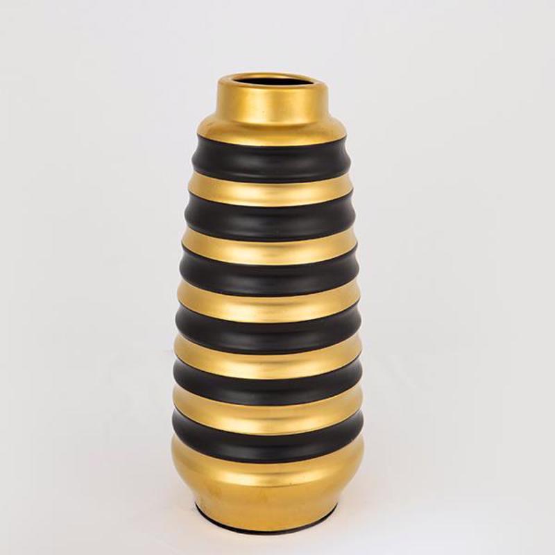 Διακοσμητικά Επιτραπέζια agiovlasitishome - ΣΗΜΑΝΤΙΚΟ: Σε περίπτωση διαφοράς τιμής από το κατάστημα ισχύει παντα και μόνο η τιμή του καταστήματος ESTHETI home Βάζο Κεραμικό Μαύρο/Χρυσό Φ13.5x30.5cm 752