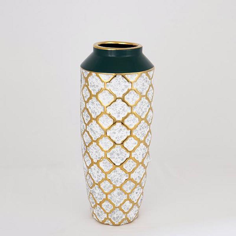 ESTHETI home - ΣΗΜΑΝΤΙΚΟ: Σε περίπτωση διαφοράς τιμής από το κατάστημα ισχύει παντα και μόνο η τιμή του καταστήματος ESTHETI home Βάζο Κεραμικό Πράσινο/Χρυσό/Λευκό Φ12.5x31