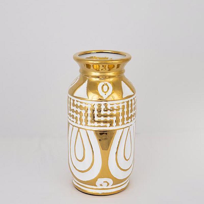 ESTHETI home Βάζο Κεραμικό Λευκό/Χρυσό Φ14x28cm 752-200