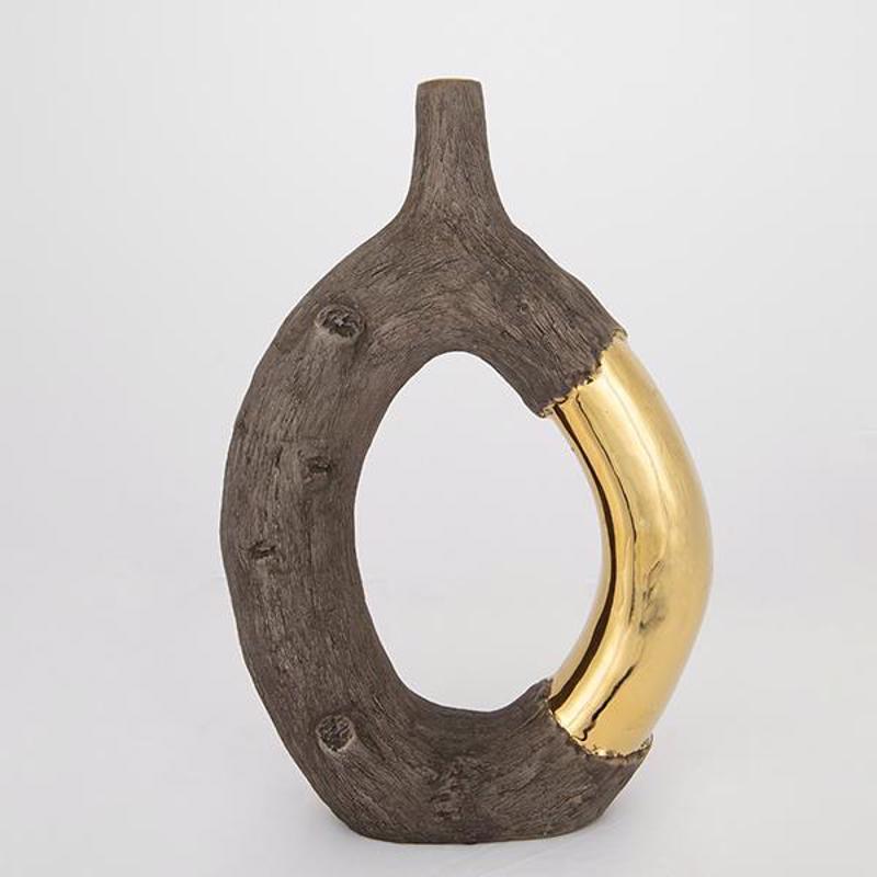 ESTHETI home Βάζο Κεραμικό Καφέ/Χρυσό 26.5x9.5x39.5cm 7