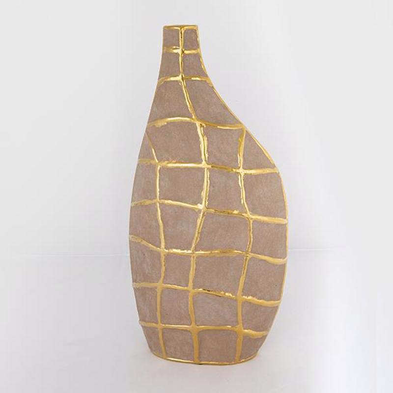 ESTHETI home Βάζο Κεραμικό Καφέ/Χρυσό 21.5x11.5x45cm 75