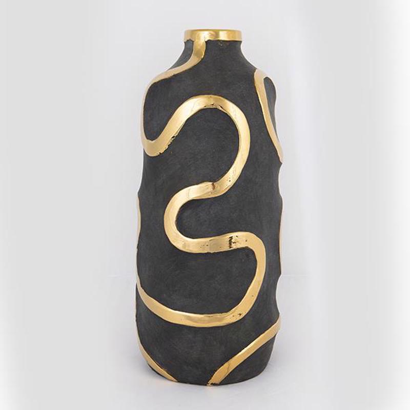 ESTHETI home Βάζο Κεραμικό Γκρι/Χρυσό Φ19.5x45cm 752-20136