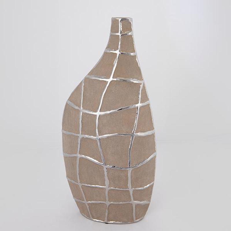 ESTHETI home Βάζο Κεραμικό Καφέ/Ασημί 21.5x11.5x45cm 75