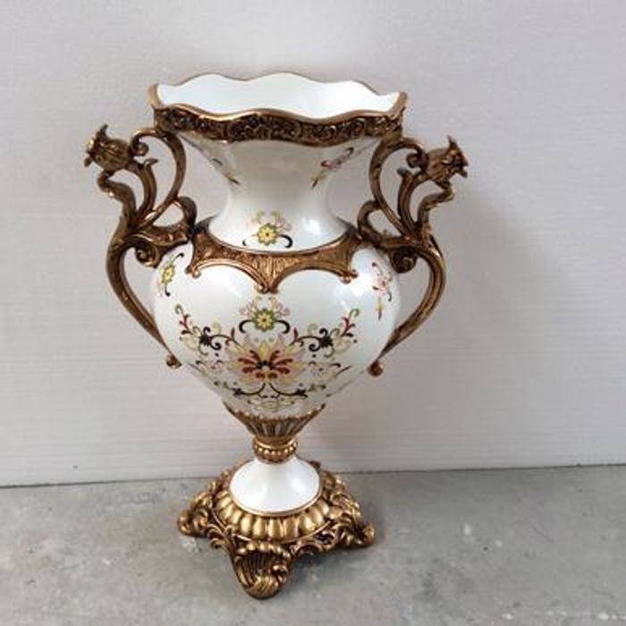 ESTHETI home Bazo Porselanis me Resin Lefko me Louloudia 31x19x45cm 752-21010