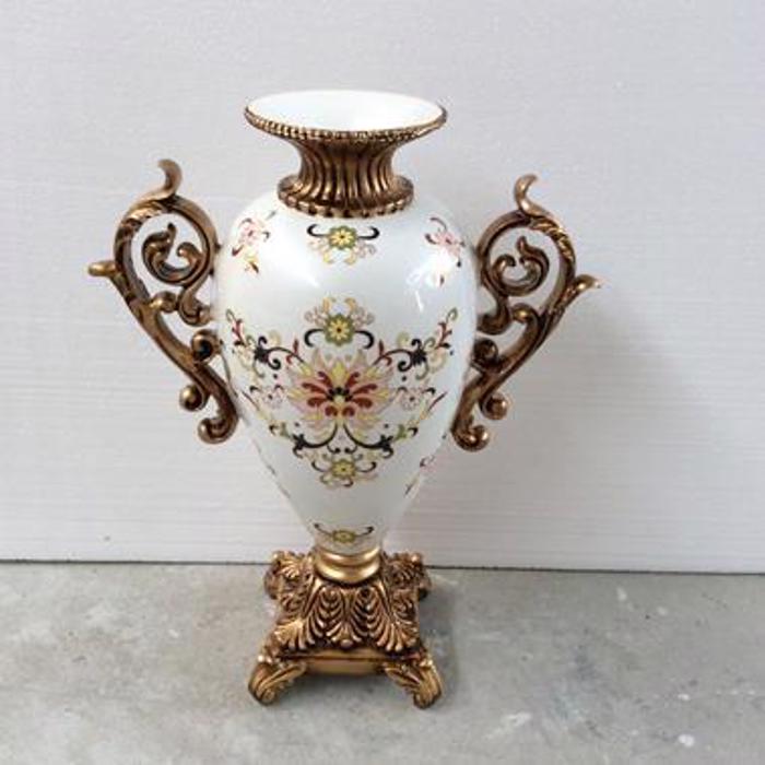 ESTHETI home Bazo Porselanis me Resin Lefko me Louloudia 30x15x40cm 752-21011