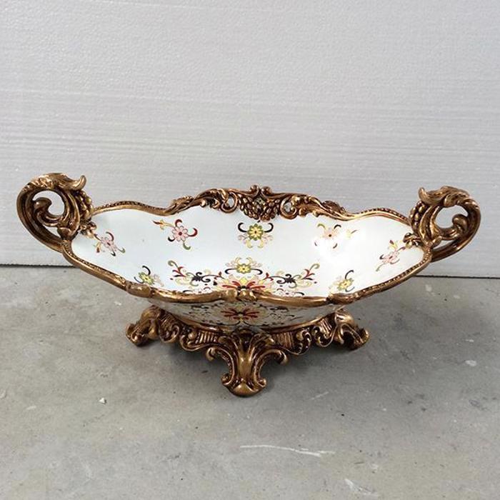 ESTHETI home Fontaniera Porselanis me Resin Lefki me Louloudia 44x25x17cm 752-21014