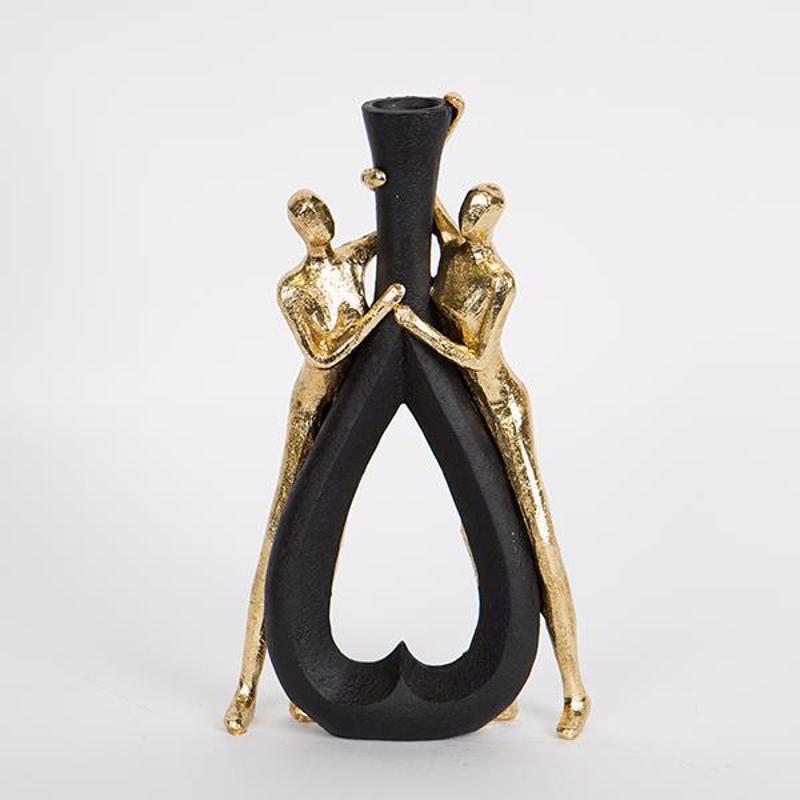Διακοσμητικά Επιτραπέζια agiovlasitishome - ΣΗΜΑΝΤΙΚΟ: Σε περίπτωση διαφοράς τιμής από το κατάστημα ισχύει παντα και μόνο η τιμή του καταστήματος ESTHETI home Βάζο Resin Μαύρο/Χρυσό με Σχέδιο Ανθρώπους