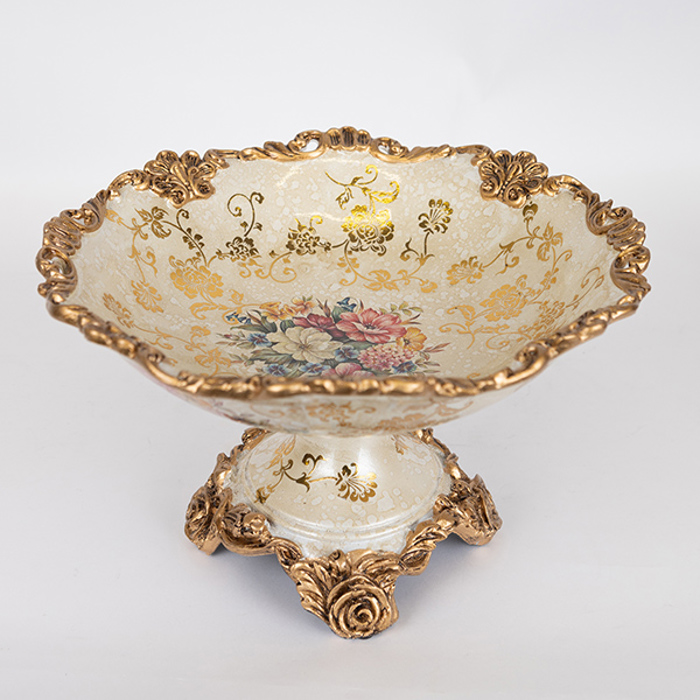 ESTHETI home Bol Porselanis me Podi Bez/Xruso F21x15cm 752-21077